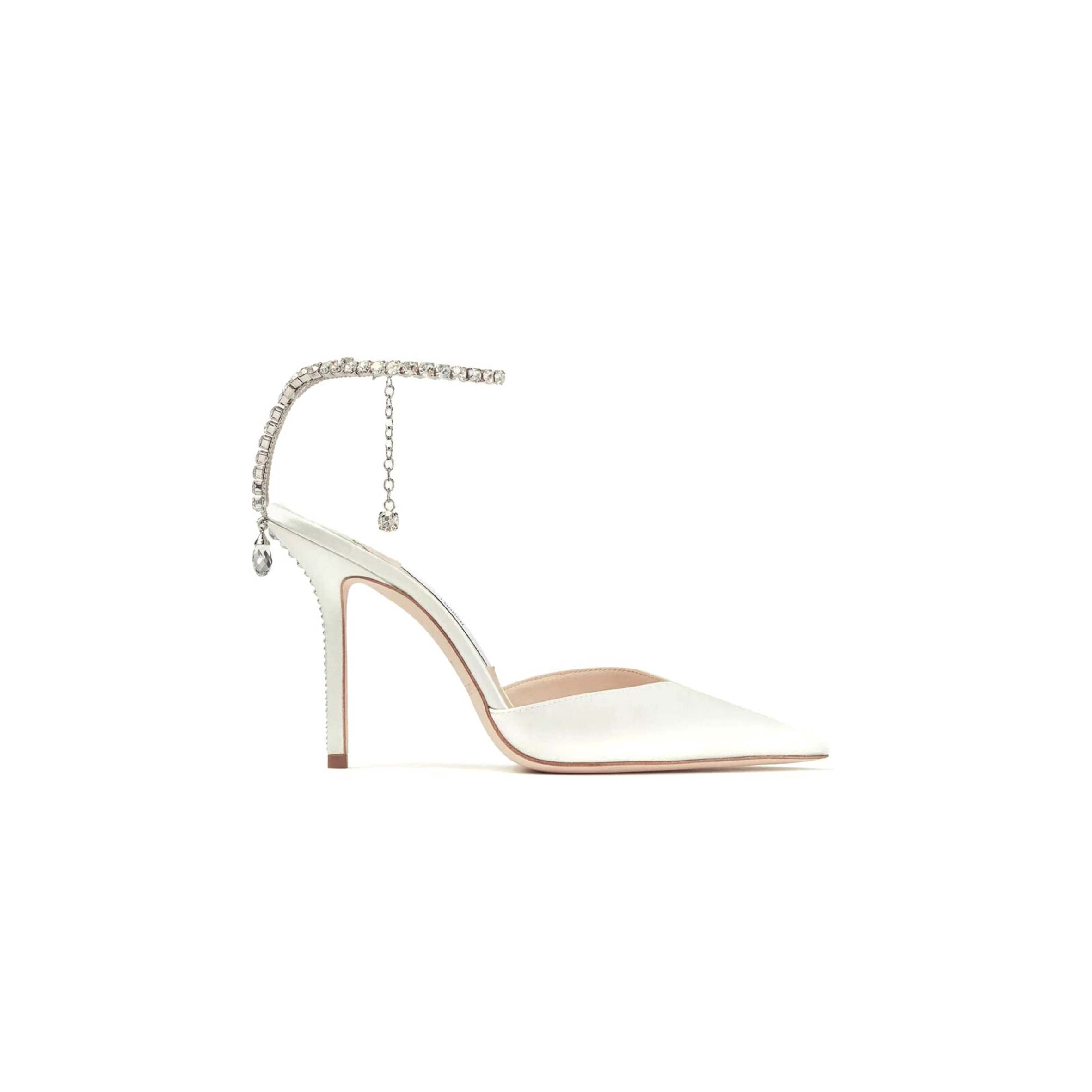 J1m*y Ch00 saeda 100 ivory satin pumps with crystal embellishment saeda100bbd